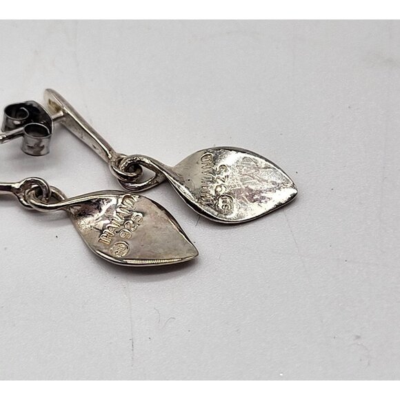 Vintage 925 Sterling Silver Minimalist Petite Dangle Drop Earrings SU Thailand - Picture 3 of 9